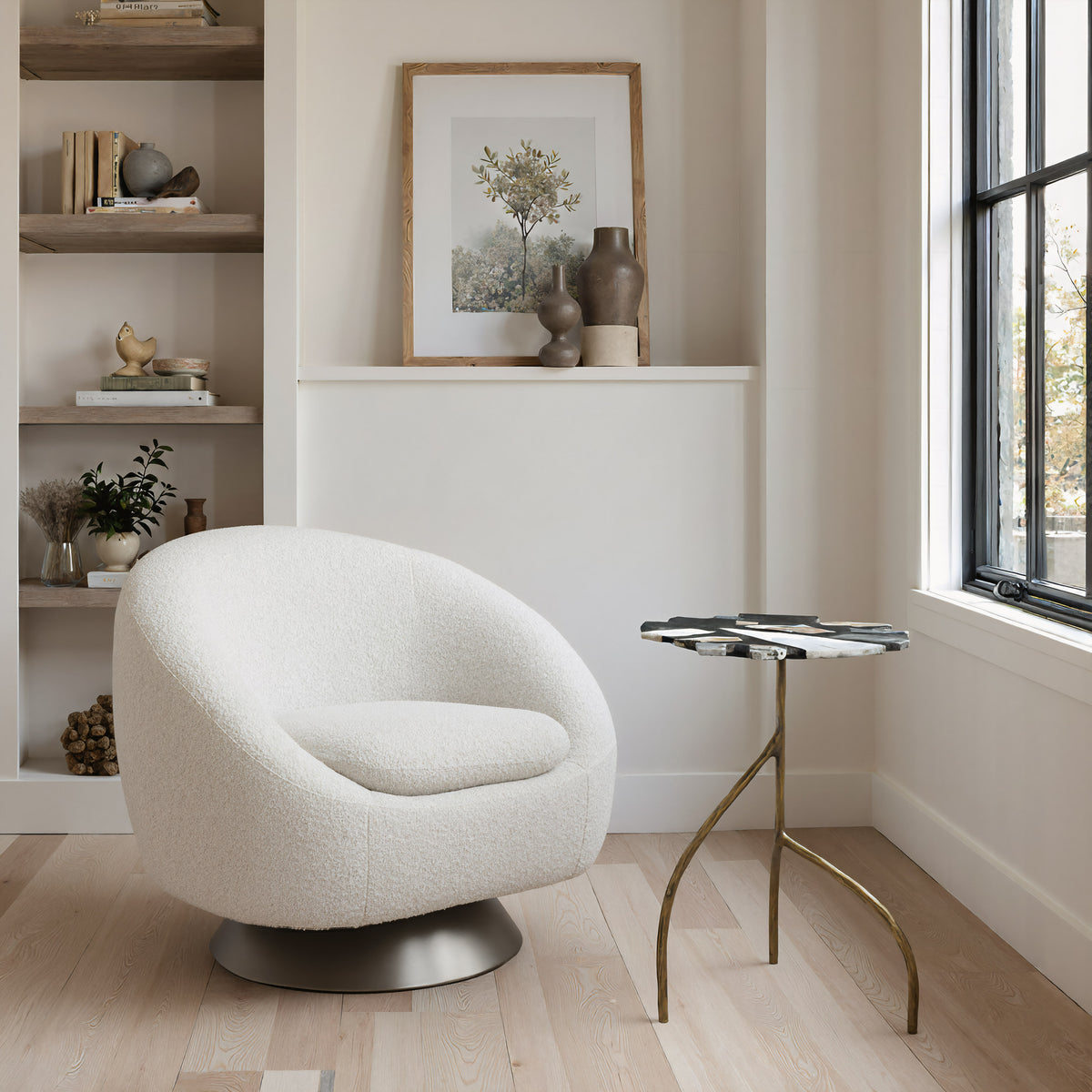 Modan Misty Gray Swivel Chair