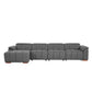 Wall-Hugger Power Reclining Leather Sectional – 4 Seat L-Shape Recliner Sofa with USB (144") in modern grey leather