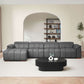 Wall-Hugger Power Reclining Leather Sectional – 4 Seat L-Shape Recliner Sofa with USB (144") in modern living room.
