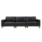 Luxury PU Leather Sofa 112" – Modern Faux Leather 3-Seat Couch with Wood Legs (3 Colors) in black.