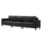 Luxury PU Leather Sofa 112" – Modern Faux Leather 3-Seat Couch with Wood Legs (3 Colors) in black color.