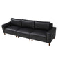 Luxury PU Leather Sofa 112" – Modern Faux Leather 3-Seat Couch with Wood Legs (3 Colors) in black.