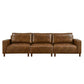 Luxury PU Leather Sofa 112" – Modern Faux Leather 3-Seat Couch with Wood Legs (3 Colors) in brown color.