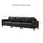 Luxury PU Leather Sofa 112" – Modern Faux Leather 3-Seat Couch with Wood Legs (3 Colors) dimensions image