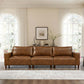 Luxury PU Leather Sofa 112" – Modern Faux Leather 3-Seat Couch with Wood Legs (3 Colors) in a stylish living room setting.