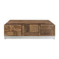 Luxvil 43" Premium Solid Wood Coffee Table with Storage Drawer - Artisan craftsmanship with geometric detailing.