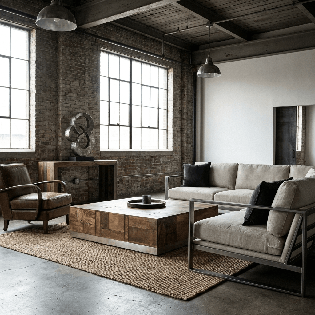 Luxvil 43" Premium Solid Wood Coffee Table with Storage Drawer in a modern living room setting with warm tones and natural light.