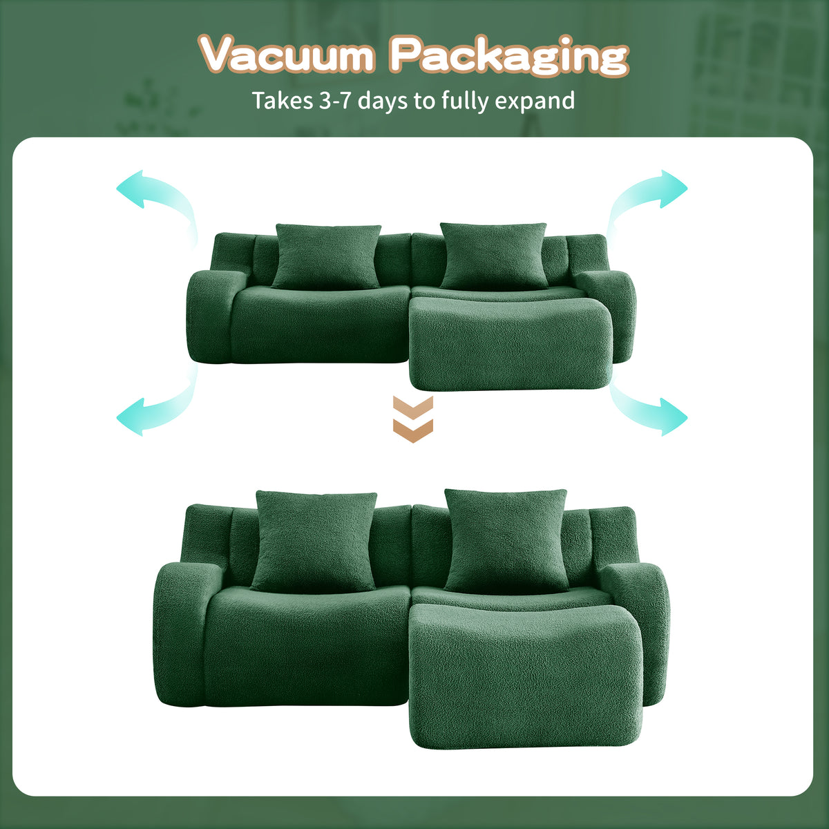 Lysandra Green Teddy Sofa – 2-Seat Sofa – view 10