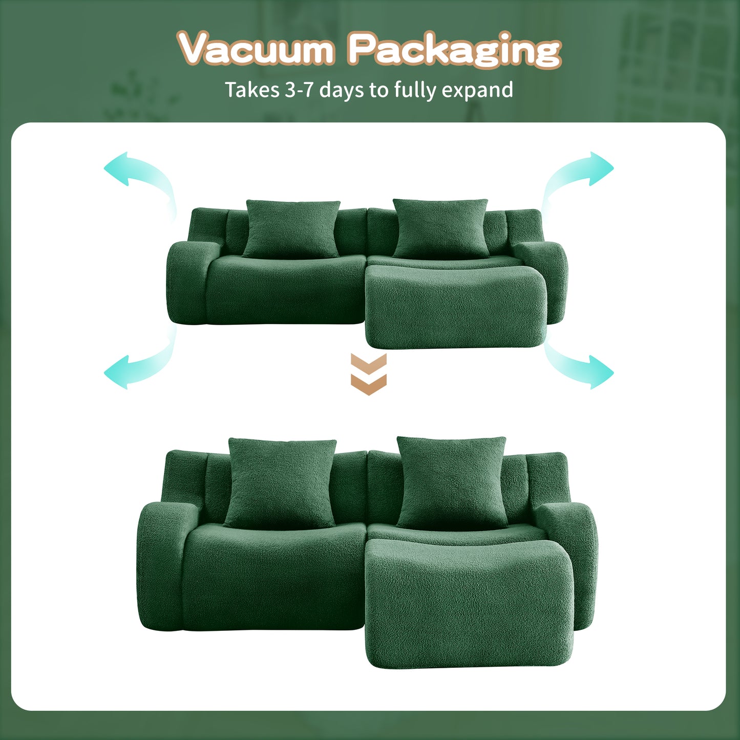 Lysandra Green Teddy Sofa – 2-Seat Sofa – view 10