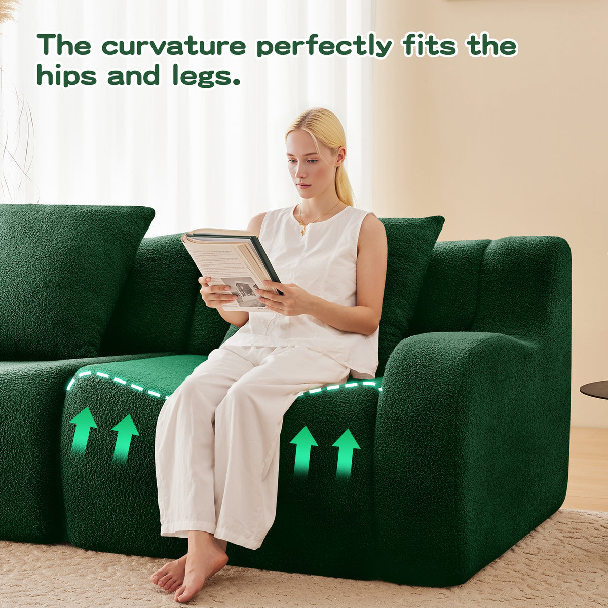 Lysandra Green Teddy Sofa – 2-Seat Sofa – view 12