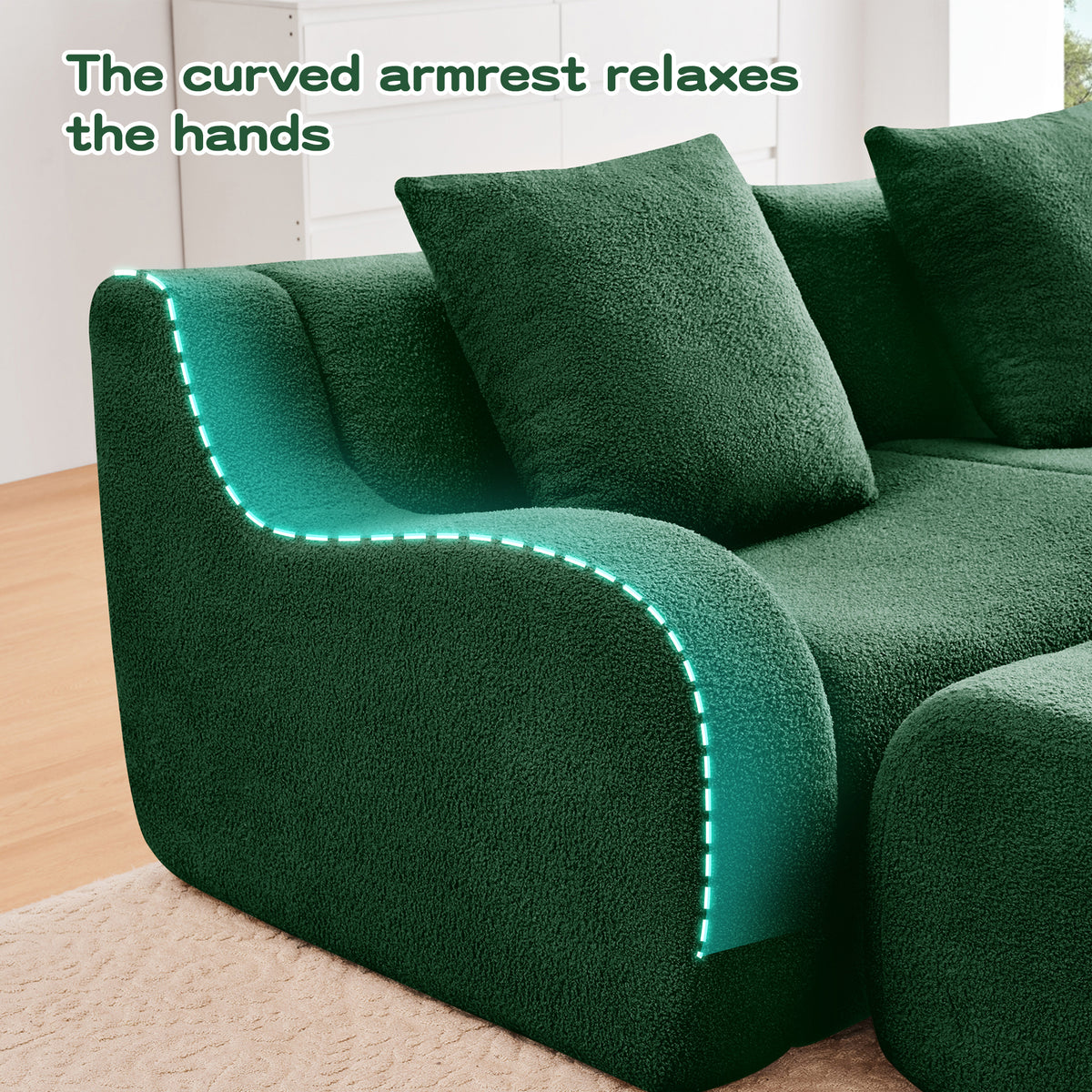 Lysandra Green Teddy Sofa – 2-Seat Sofa – view 13
