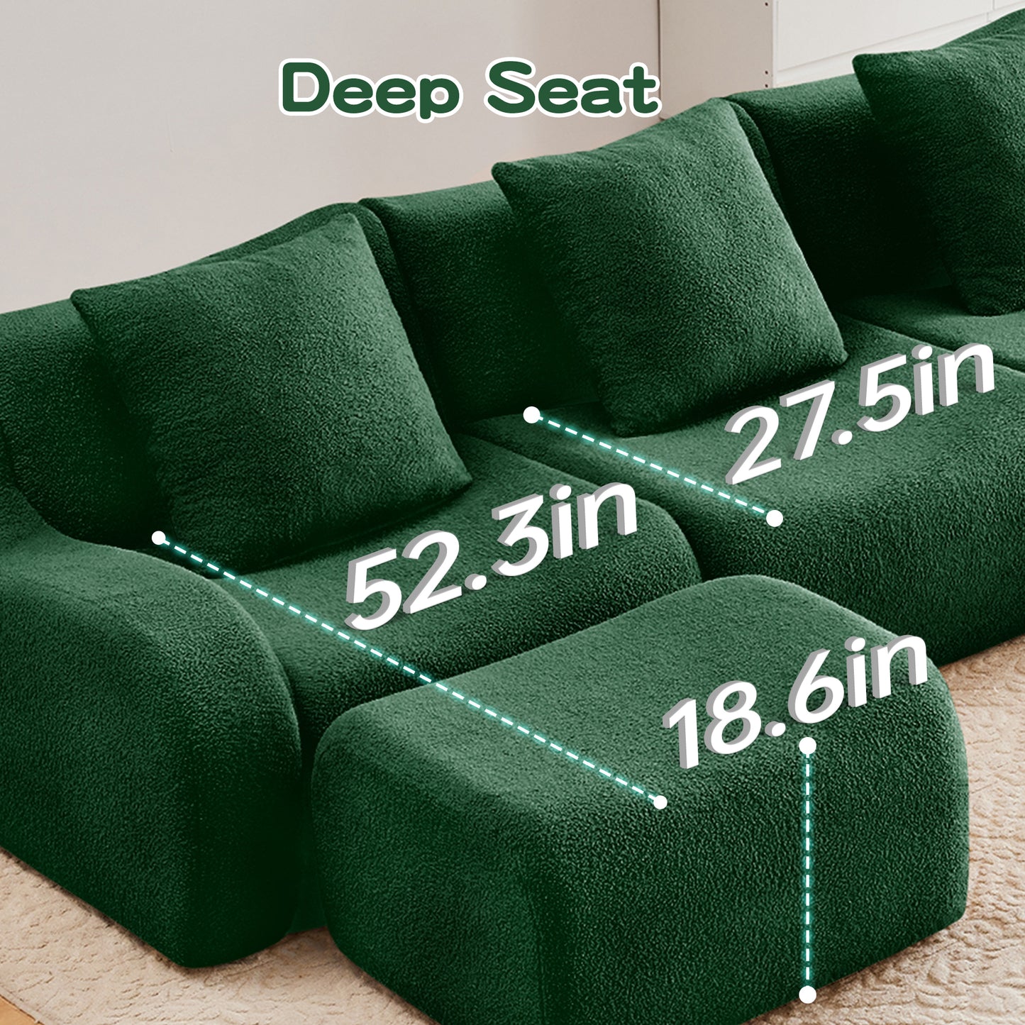 Lysandra Green Teddy Sofa – 2-Seat Sofa – view 15