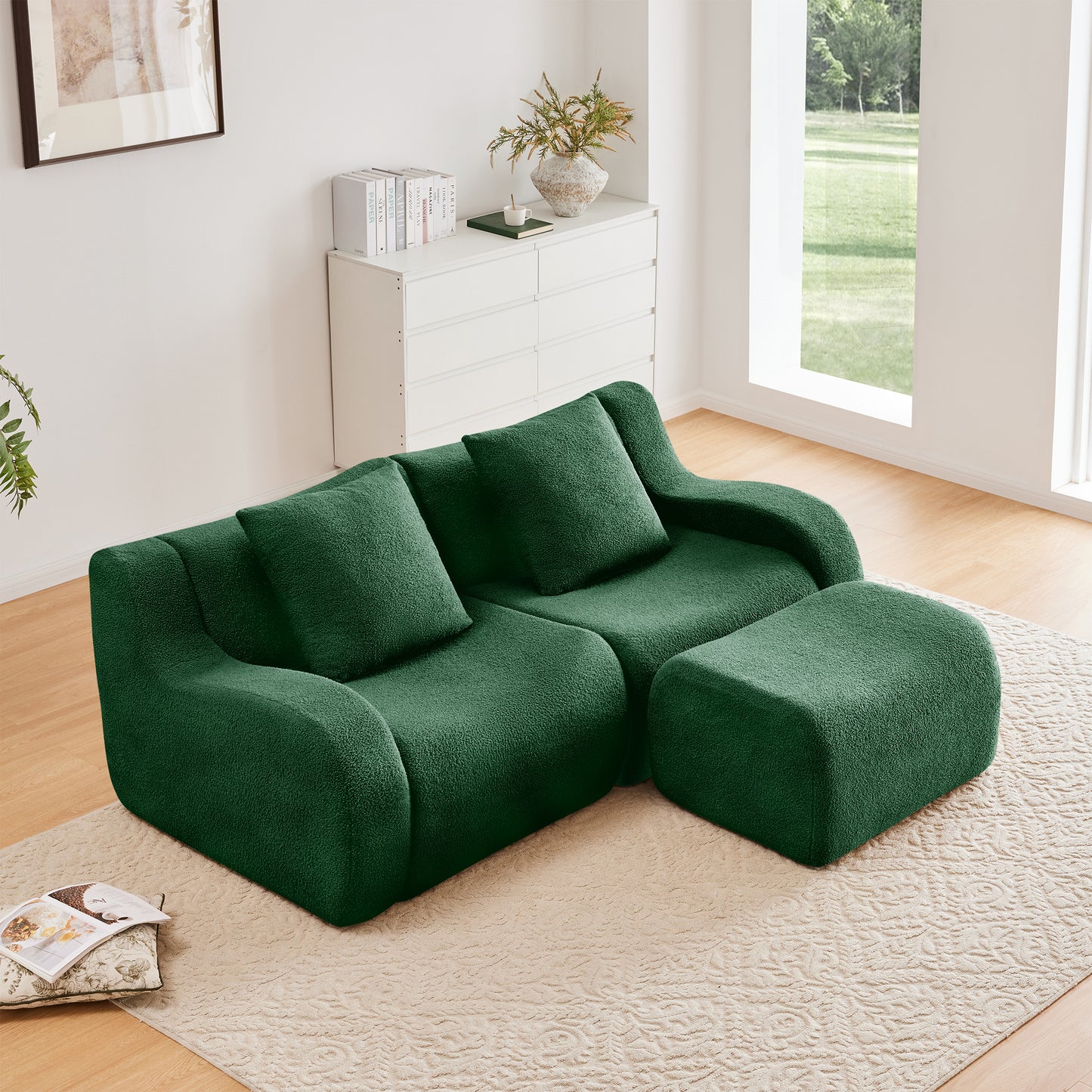 Lysandra Green Teddy Sofa – 2-Seat Sofa – view 3