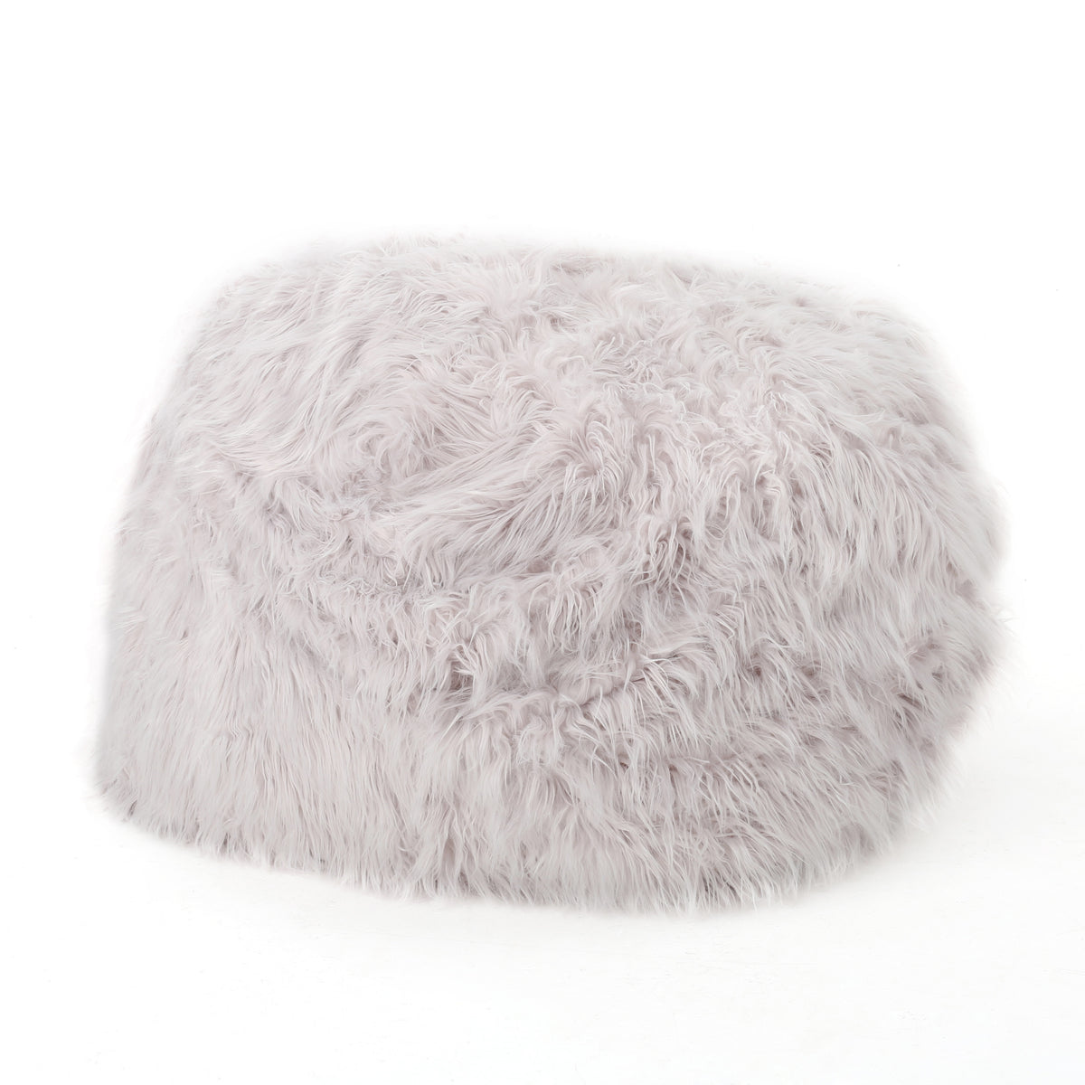 Mahin Rounded Faux Fur Bean Bag – 5' Lavender Lounge Bean Bag