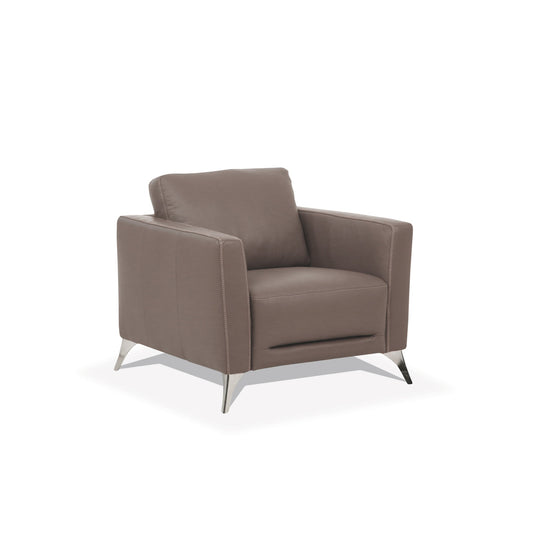 Malaga Taupe Leather Accent Chair – 35"W Accent Chair