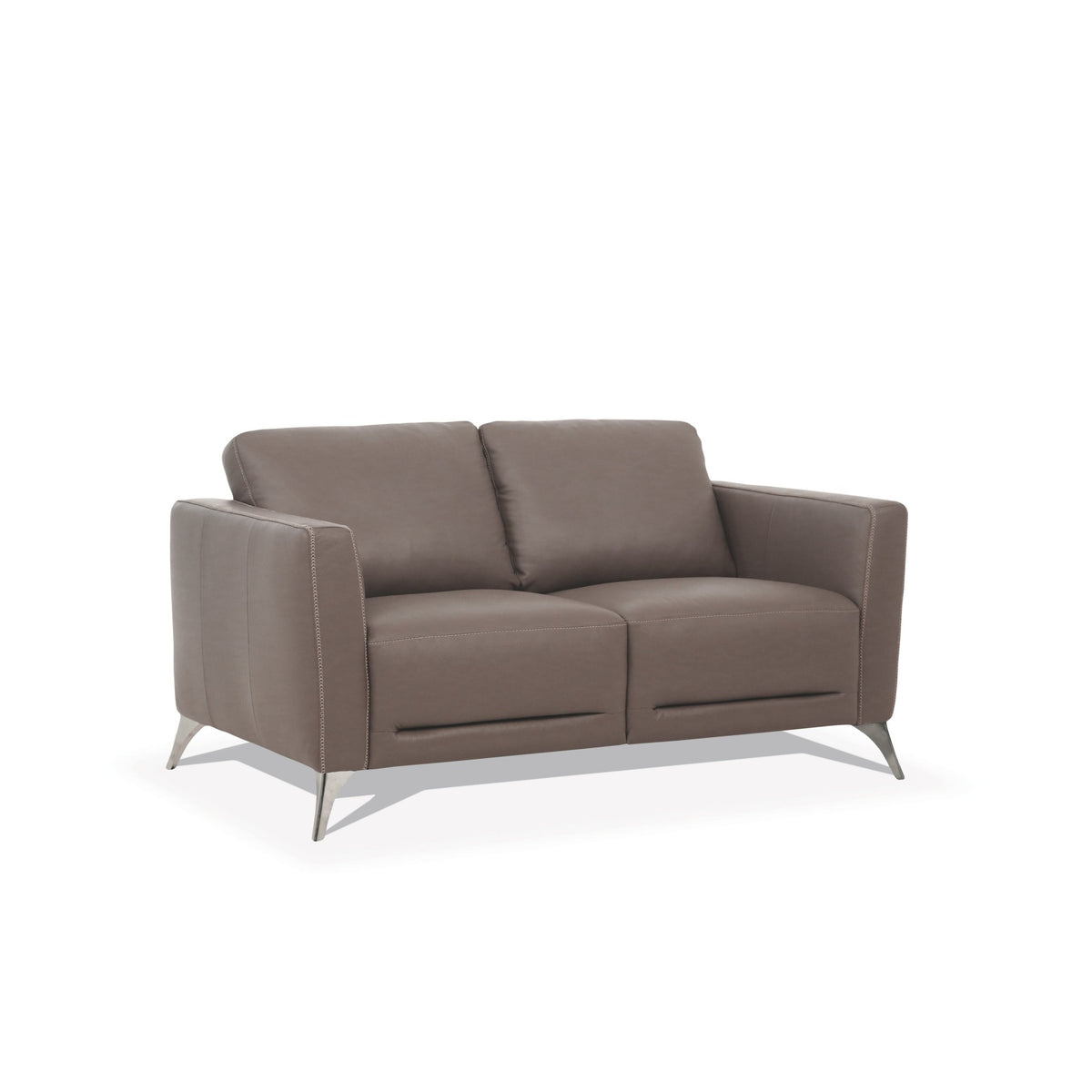 Malaga Taupe Leather Loveseat – 59"W Loveseat