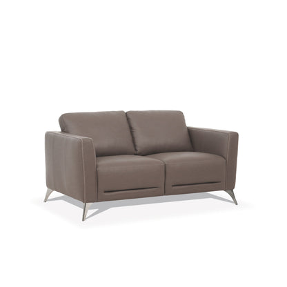 Malaga Taupe Leather Loveseat – 59"W Loveseat