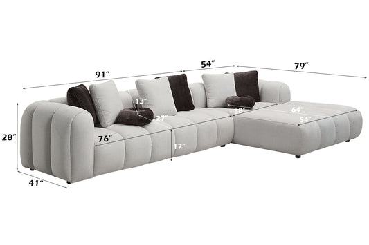 Manilla Ivory White Linen 2 Pcs Sectional Sofa w/Chaise w/ 1 Armless Chair – view 2