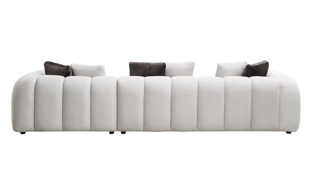 Manilla Ivory White Linen 2 Pcs Sectional Sofa w/Chaise w/ 1 Armless Chair – view 4