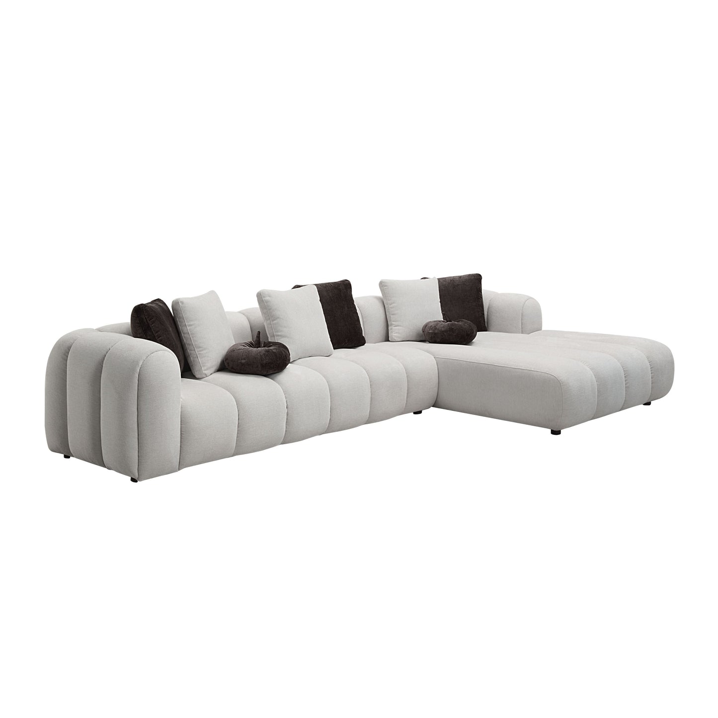 Manilla Ivory White Linen 2 Pcs Sectional Sofa w/Chaise w/ 1 Armless Chair – view 5