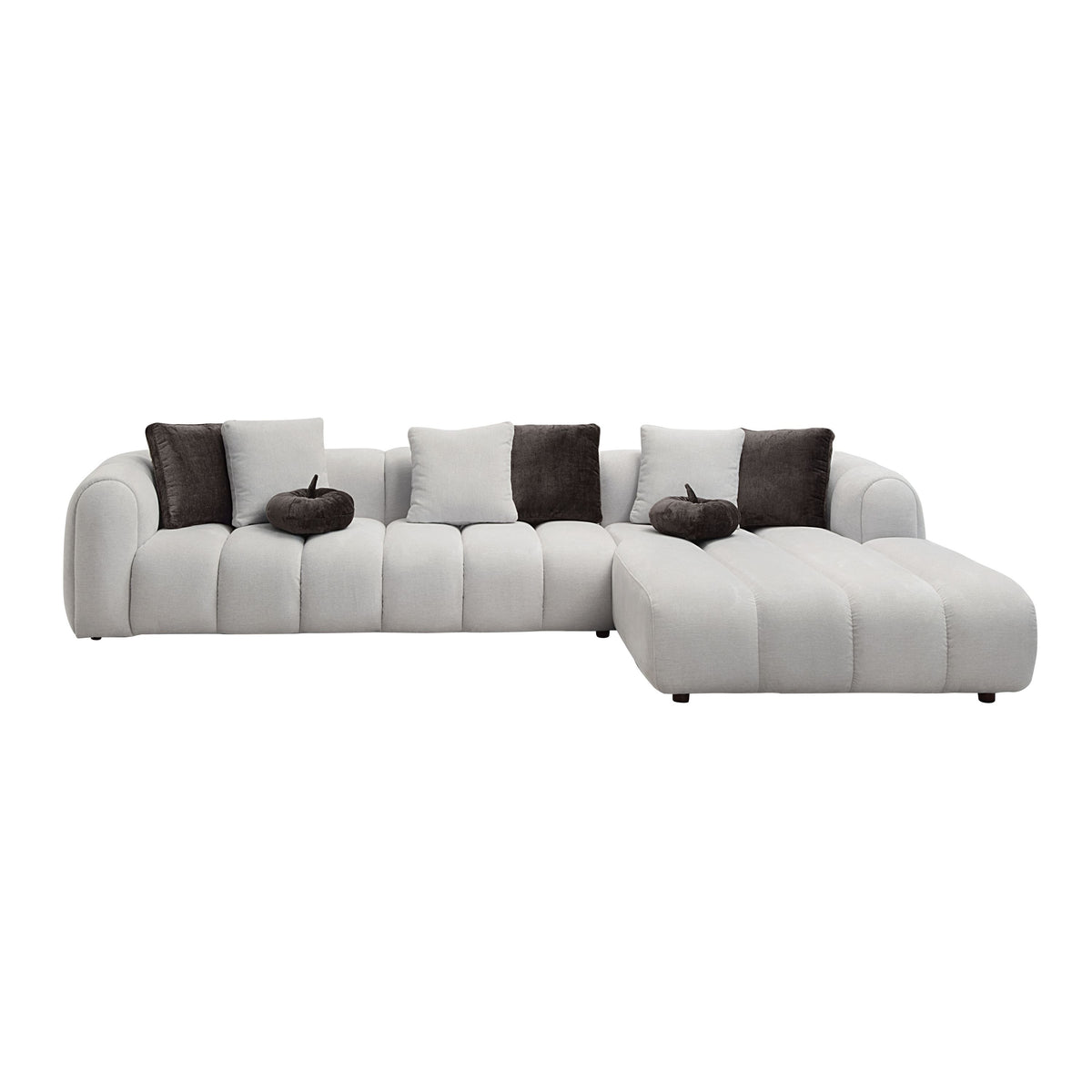 Manilla Ivory White Linen 2 Pcs Sectional Sofa w/Chaise w/ 1 Armless Chair – view 6