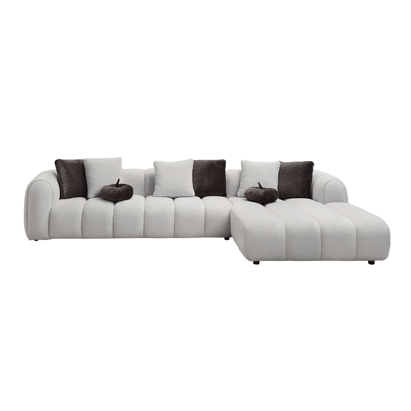Manilla Ivory White Linen 2 Pcs Sectional Sofa w/Chaise w/ 1 Armless Chair – view 6