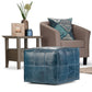 Manning Blue Leather Pouf – 18.1" Square Pouf – view 8