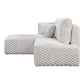 Manya Ivory Corduroy Sectional Sofa – 97” L-Shape Chaise Sofa with Pillows in soft ribbed texture and cozy design.