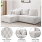 Manya Ivory Corduroy Sectional Sofa – 97” L-Shape Chaise Sofa with Pillows in soft texture with matching accent pillows