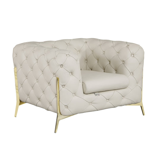 Marchetti Beige Leather Accent Chair – 38"W Accent Chair