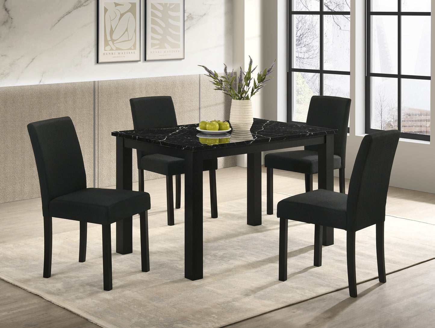 Marchetti Black Faux Marble Dining Table – Rectangular, Seats 4 – view 2