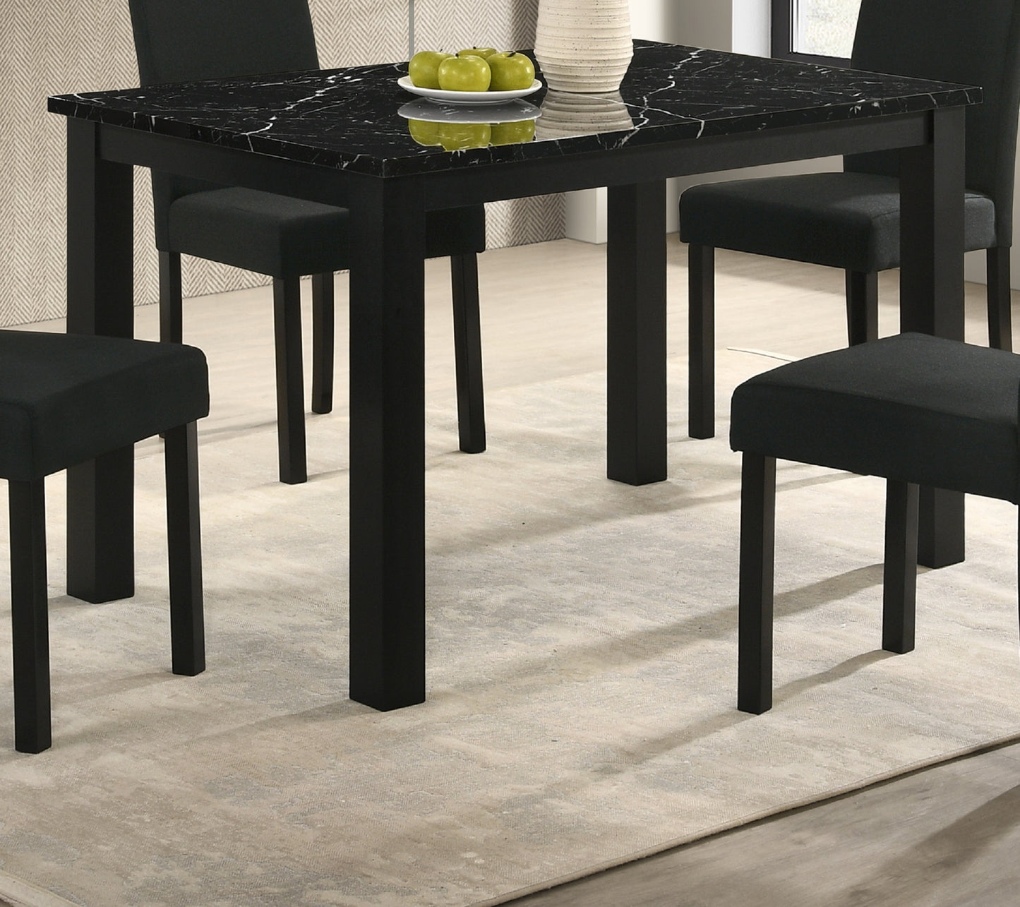 Marchetti Black Faux Marble Dining Table – Rectangular, Seats 4 – view 4
