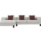 Mardi Tweed Sectional Sofa 120" – Beige Boucle Chaise Sofa with Pillows in modern living room setting.