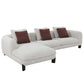 Mardi Tweed Sectional Sofa 120" – Beige Boucle Chaise Sofa with Pillows with textured upholstery and plush seating.