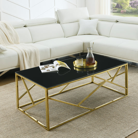 Maren Polished Golden Stainless Steel Coffee Table – 48" – view 2
