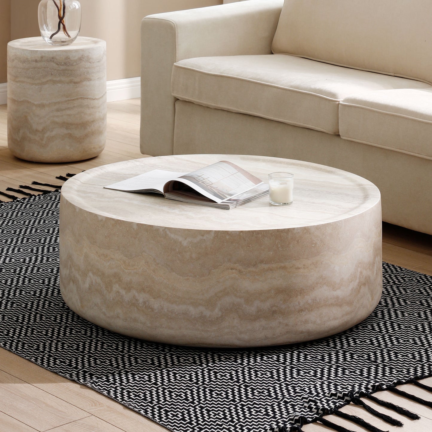 Marigold Marble Fiberglass Coffee Table – 39.37" Round Coffee Table – view 12