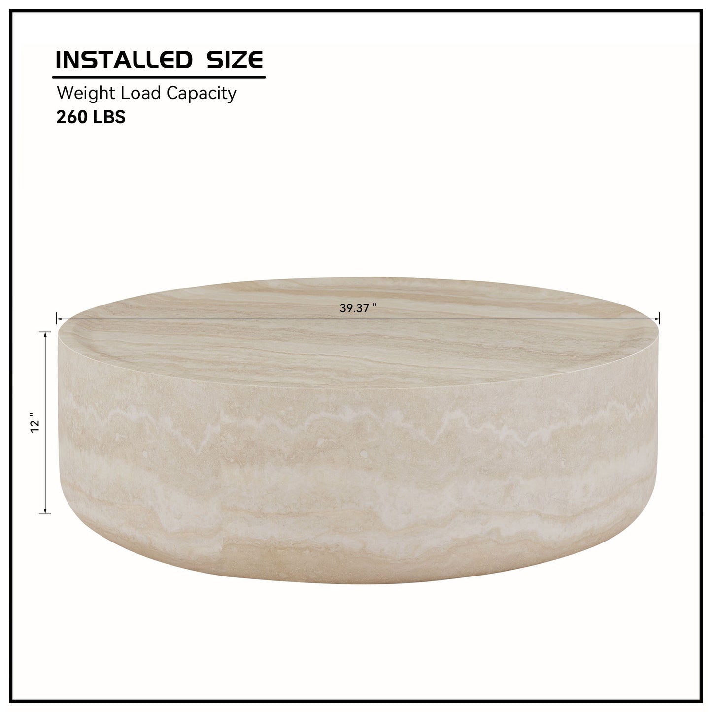 Marigold Marble Fiberglass Coffee Table – 39.37" Round Coffee Table – view 6