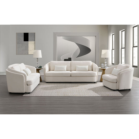 Mariko Beige Linen Living Room Set – 5-Seat Living Room Set