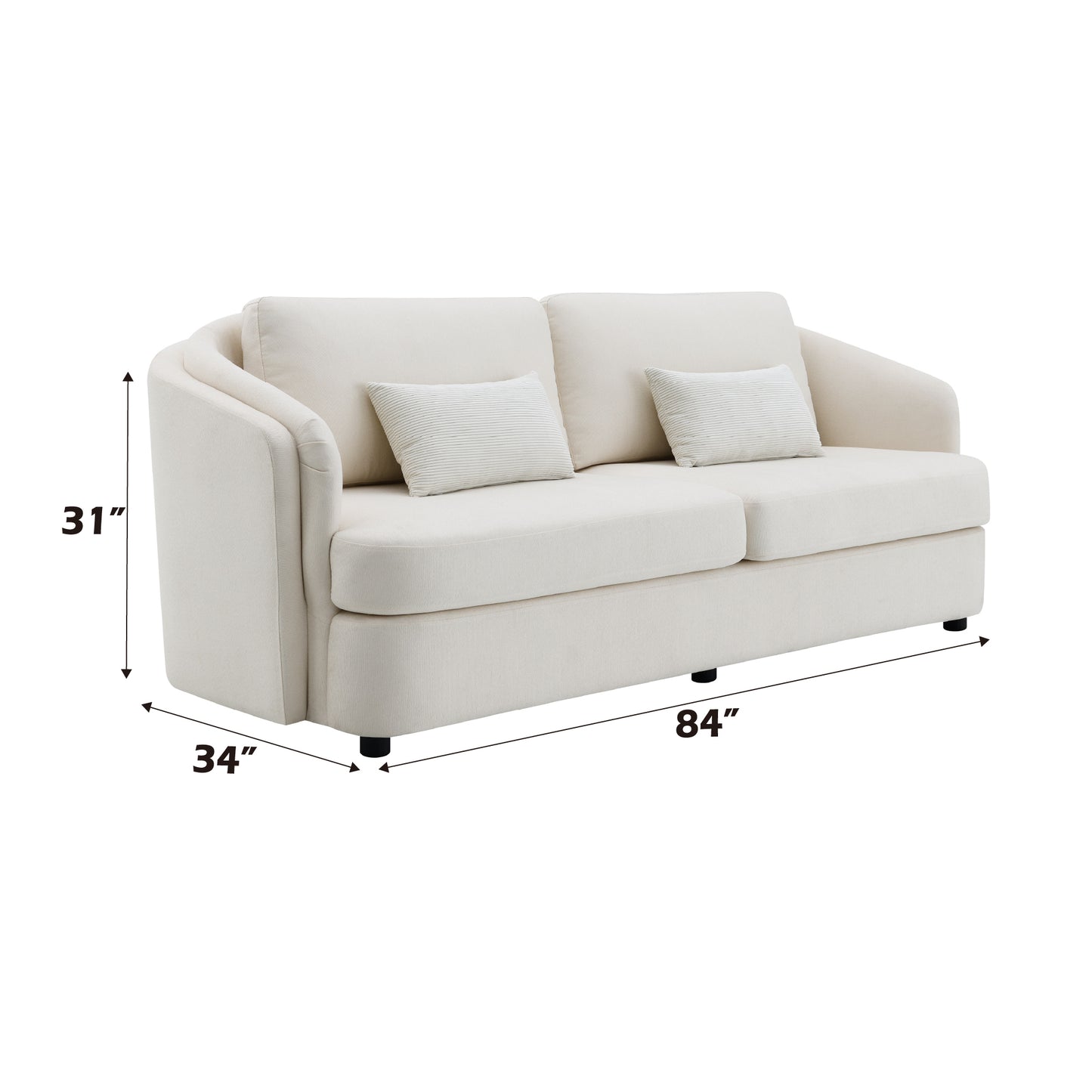 Mariko Beige Linen Living Room Set – 5-Seat Living Room Set – view 14