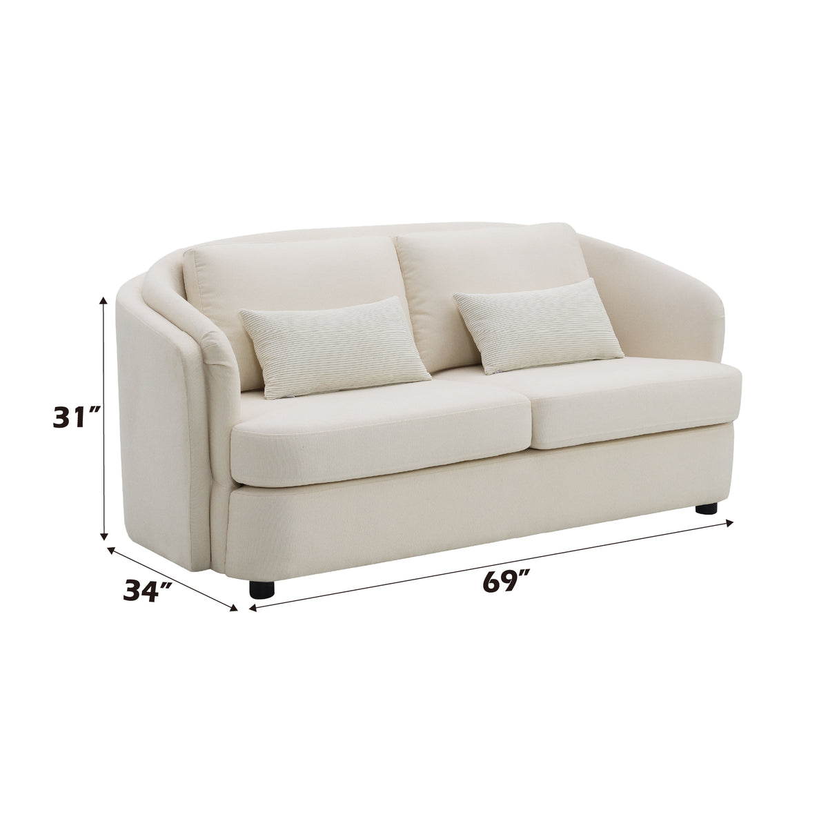 Mariko Beige Linen Loveseat – 69"W Loveseat – view 2