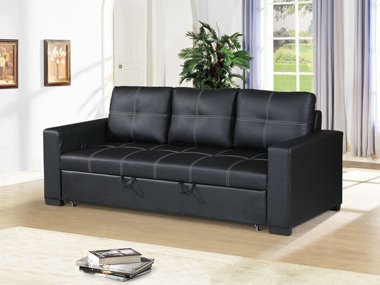 Marisela Black Faux Leather Sofa – Sofa – view 2