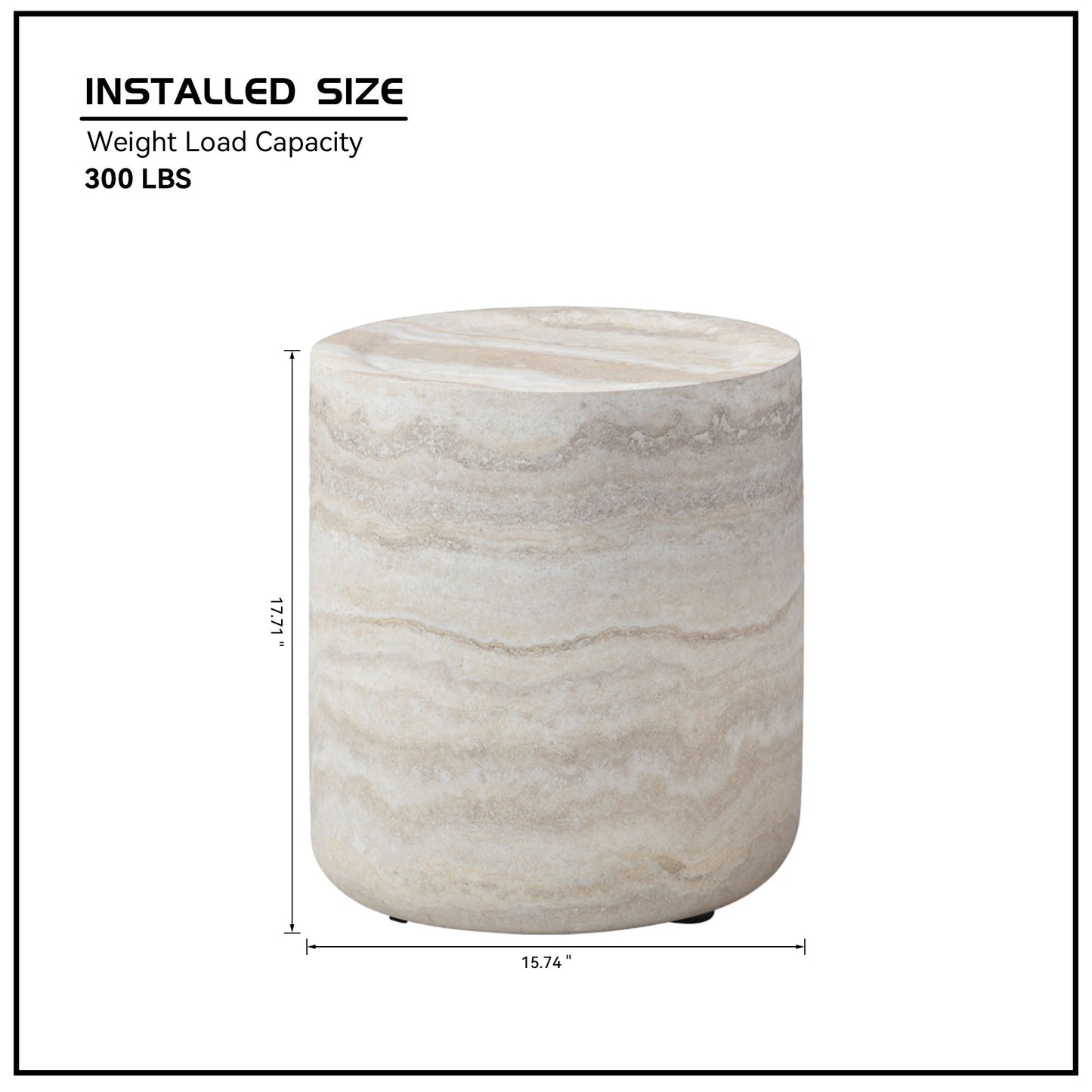 Marisol Beige Fiberglass End Table – 15.74" Round Accent Table – view 3