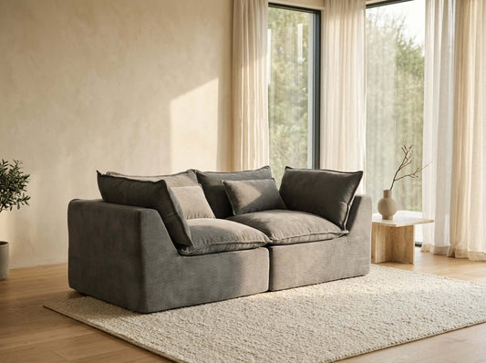 Oversized Cloud Couch Modular Loveseat 74.8" | Deep Seat Velvet 2-Seater Sofa in a modern living room setting.