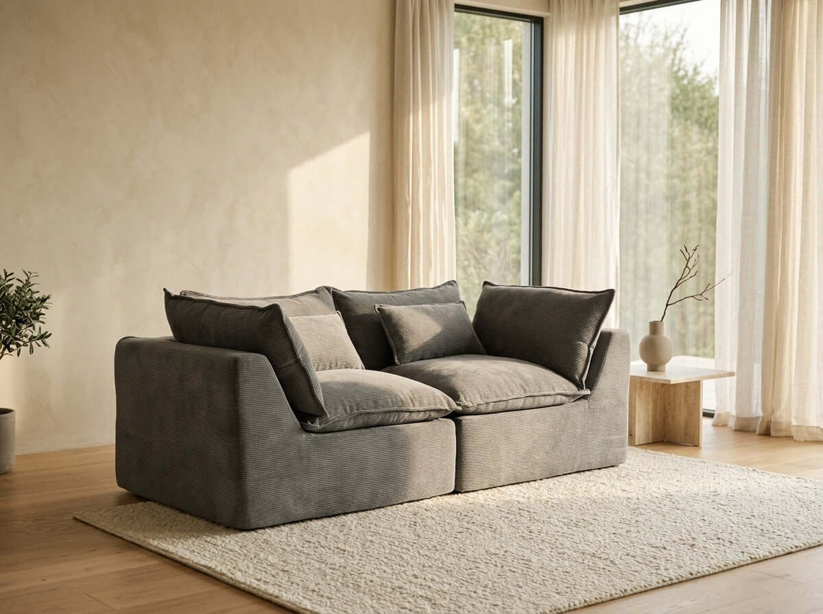 Oversized Cloud Couch Modular Loveseat 74.8" | Deep Seat Velvet 2-Seater Sofa in a modern living room setting.