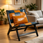 Marnie Boho Lounge Accent Chair – Mid-Century Side Chair in PU Leather – view 14