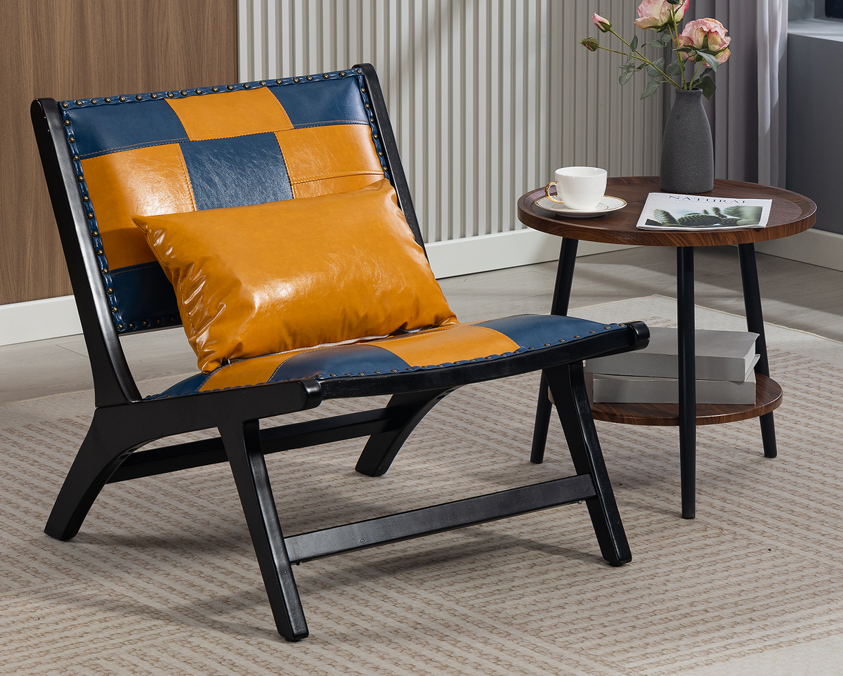 Marnie Boho Lounge Accent Chair – Mid-Century Side Chair in PU Leather – view 15