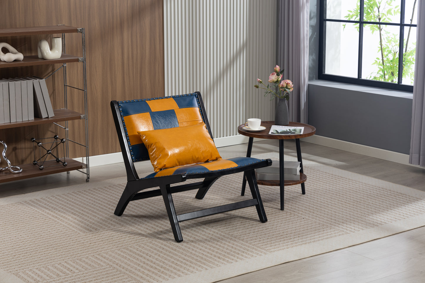 Marnie Boho Lounge Accent Chair – Mid-Century Side Chair in PU Leather – view 16