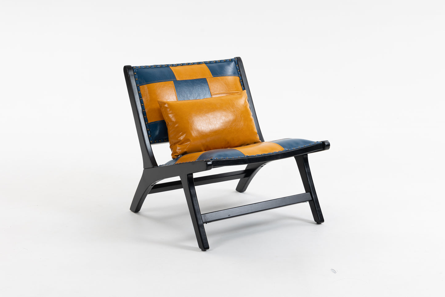 Marnie Boho Lounge Accent Chair – Mid-Century Side Chair in PU Leather – view 17