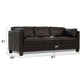 Matias Chocolate Brown Premium Italian Leather Sofa 81" with measurements showcasing its elegant design.