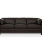 Matias Chocolate Brown Premium Italian Leather Sofa 81" in dark chocolate finish with clean lines and sloped armrests.